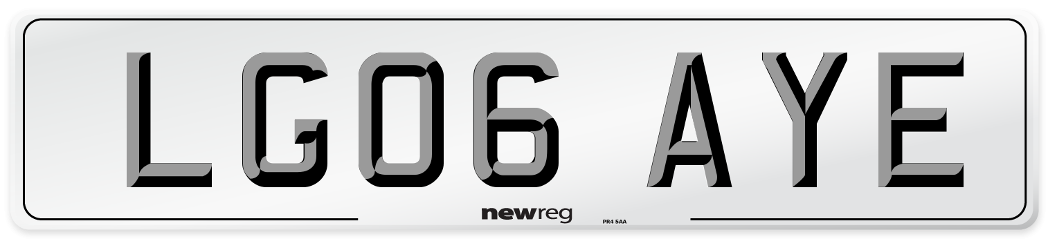LG06 AYE Number Plate from New Reg